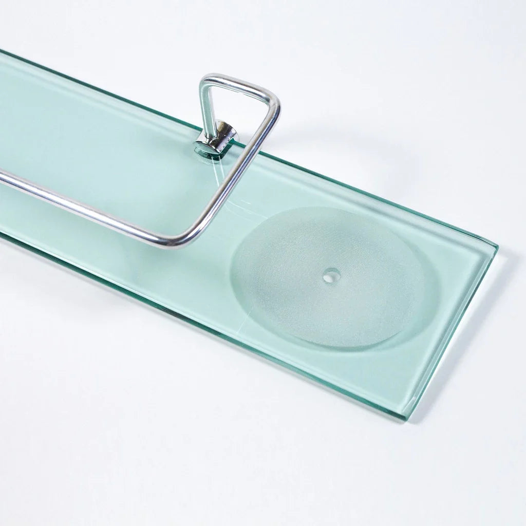 Porta shampoo reto com saboneteira em vidro 40x10cm - Nidus
