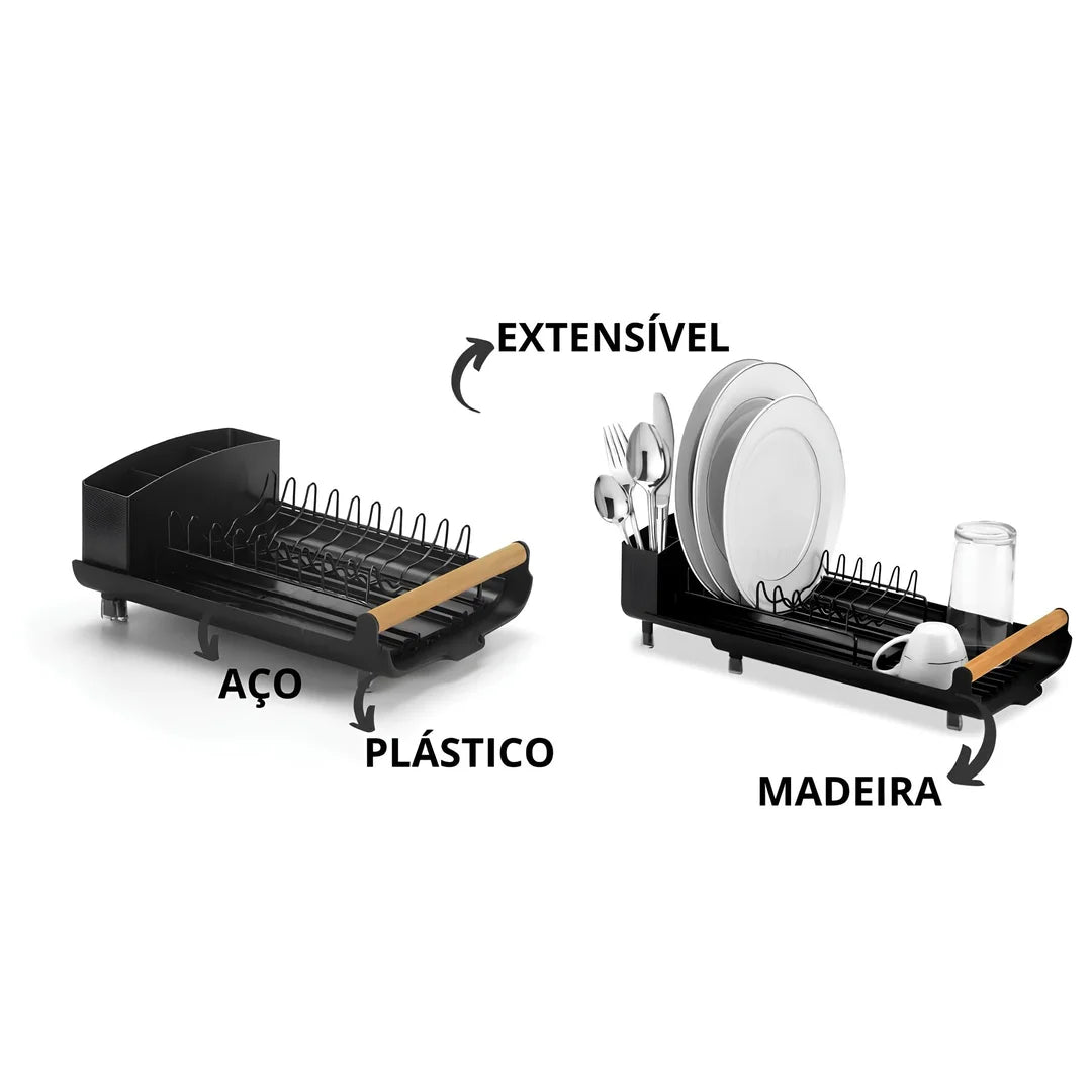 Escorredor de Louças Extensível para Pratos, Copos e Talheres | Prático e Compacto - Nidus