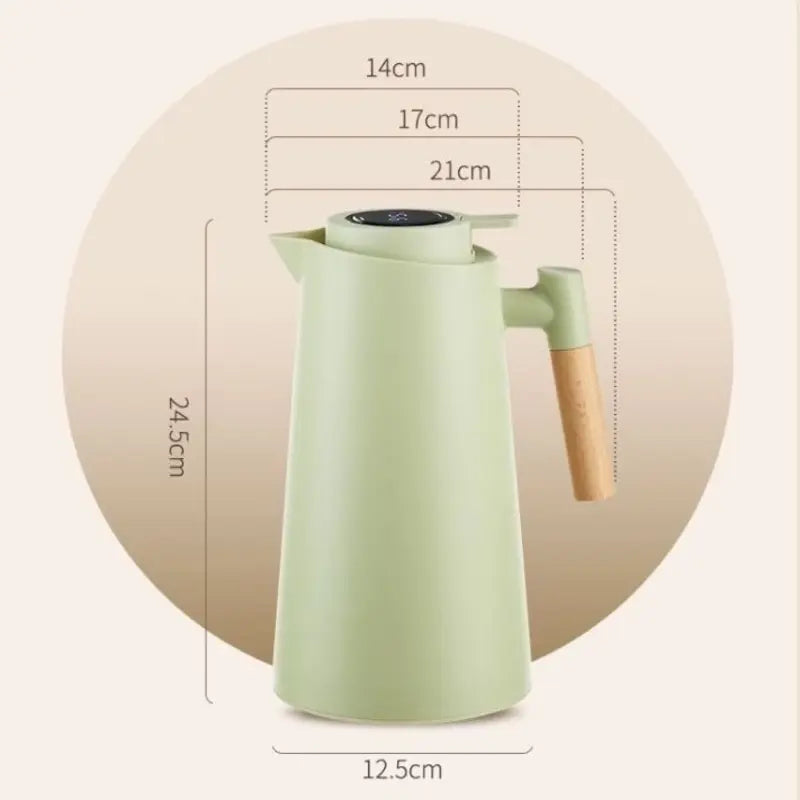 Garrafa Térmica Termometro Digital 1L Café Chá Com Cabo Madeira - Nidus