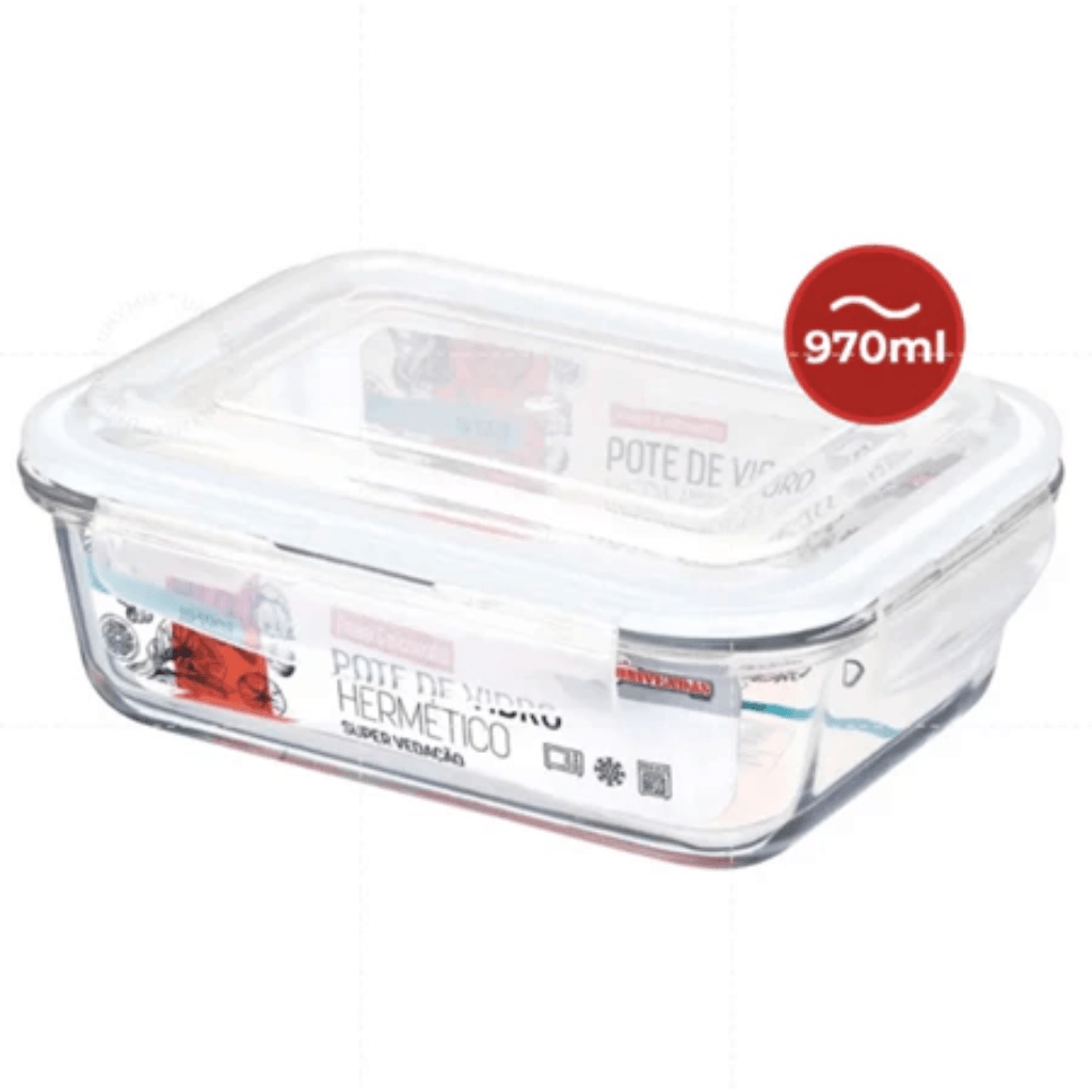 Kit Potes de Vidro Hermético Retangular 5 ou 10 Unidades - Nidus