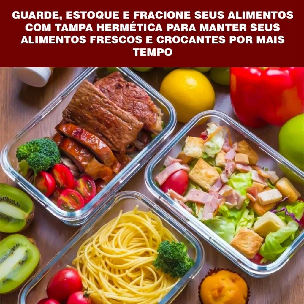 Kit Potes de Vidro Hermético Retangular 5 ou 10 Unidades - Nidus
