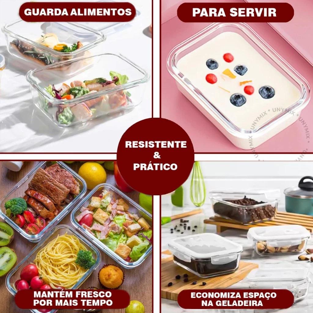 Kit Potes de Vidro Hermético Retangular 5 ou 10 Unidades - Nidus