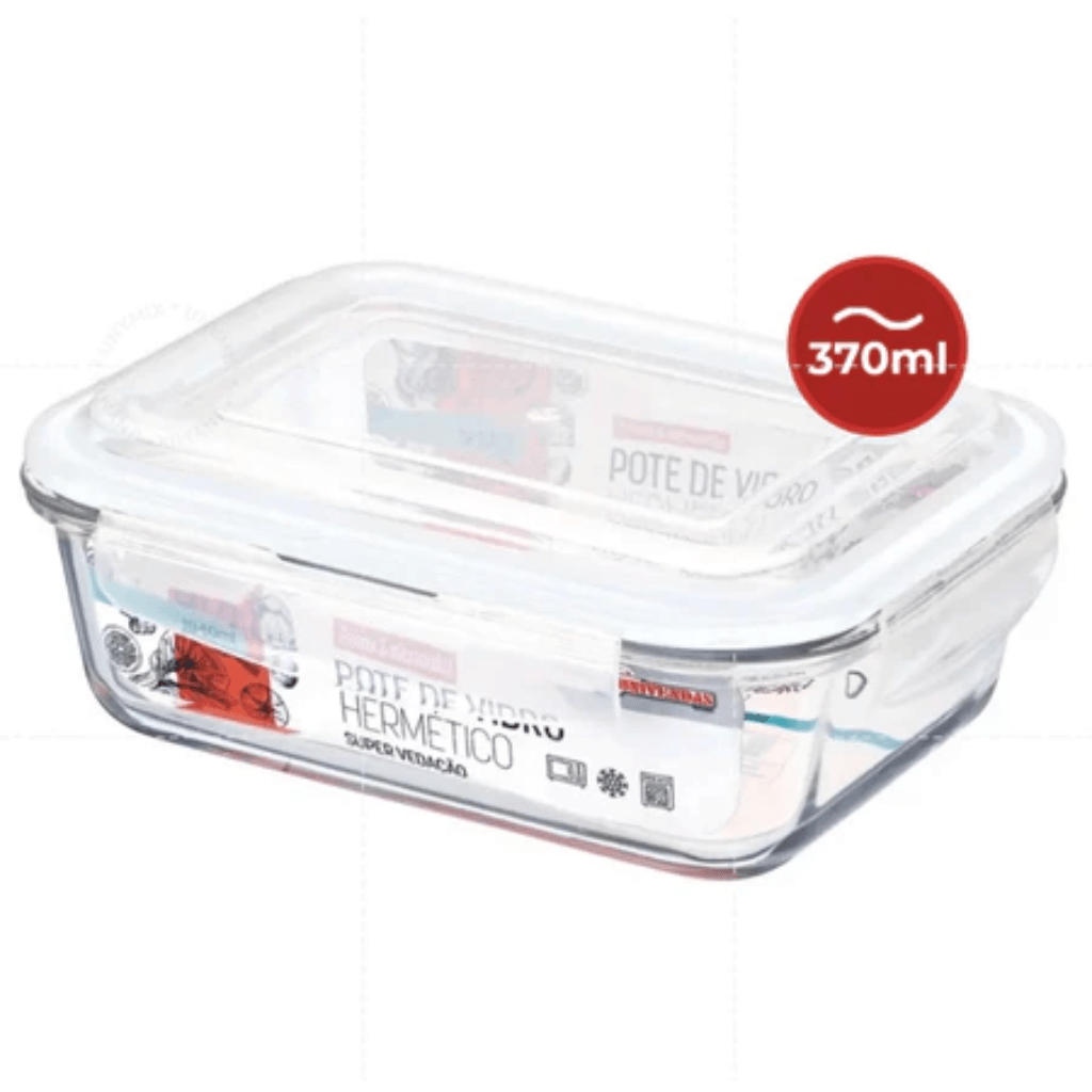 Kit Potes de Vidro Hermético Retangular 5 ou 10 Unidades - Nidus