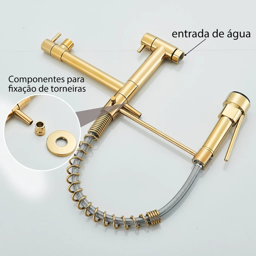 Torneira Cozinha Gourmet Monocomando De Parede Móvel Misturador Cozinha Água Fria - Nidus