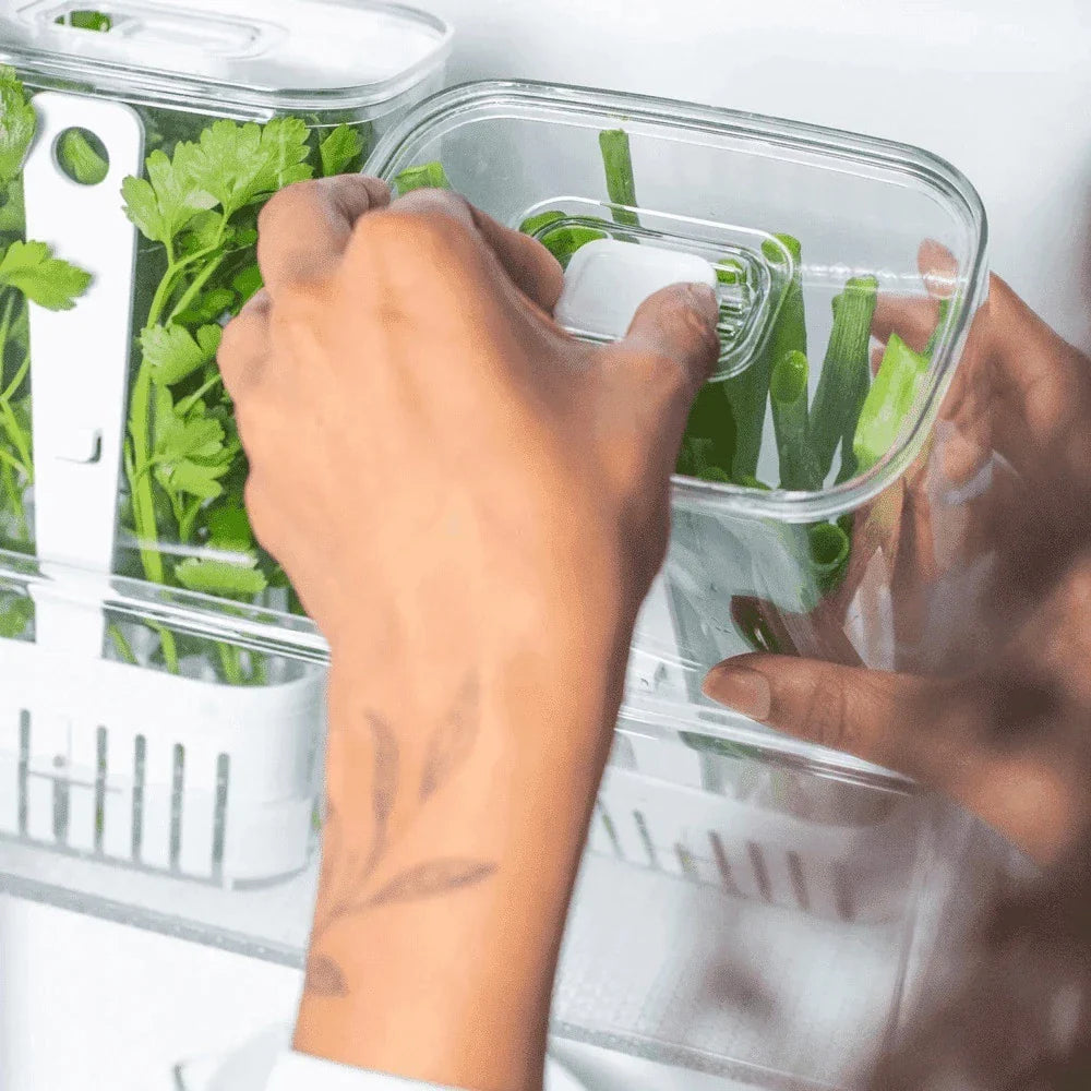 Pote Organizador De Temperos Verduras Geladeira 2,3L Com Escorredor - Nidus
