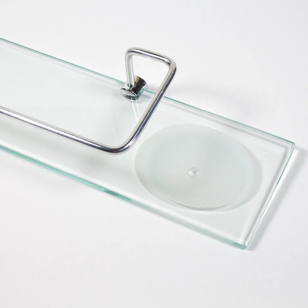 Porta shampoo reto com saboneteira em vidro 40x10cm - Nidus