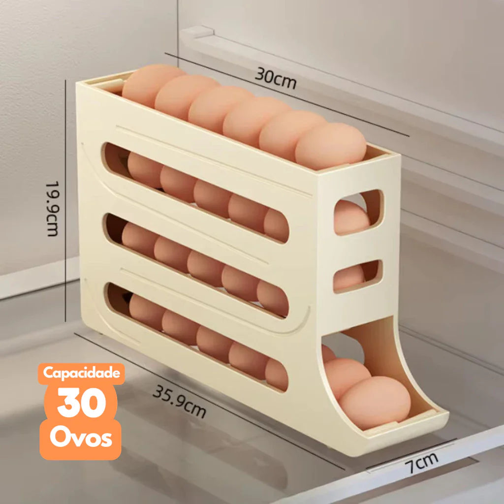 Organizador Porta Ovos 4 Andares Rolante – Suporte para 30 Ovos - Nidus House