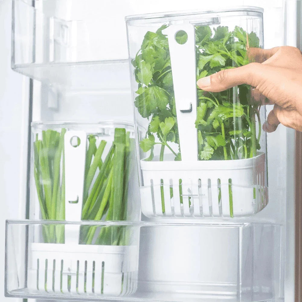 Pote Organizador De Temperos Verduras Geladeira 2,3L Com Escorredor - Nidus