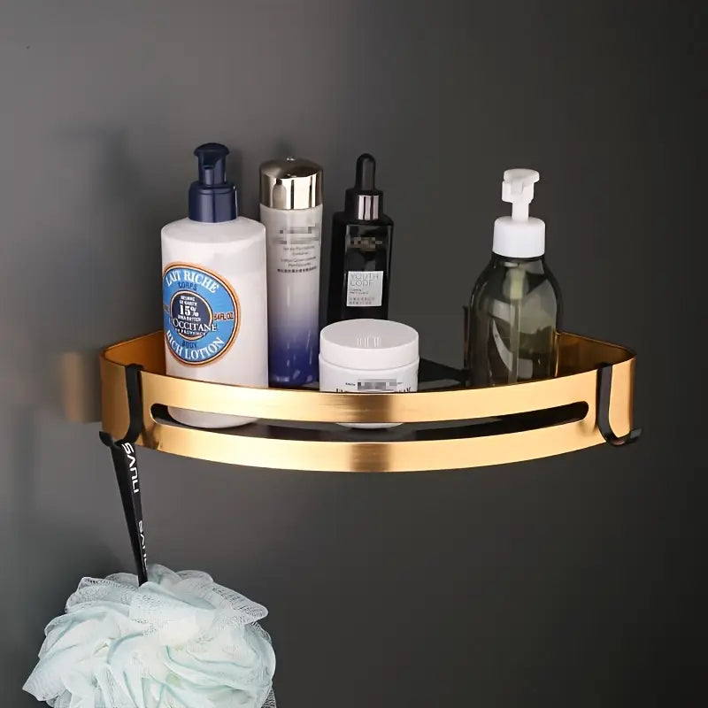 Kit 2 Prateleira Para Banheiro Em Alumínio Preto Com Dourado - Nidus