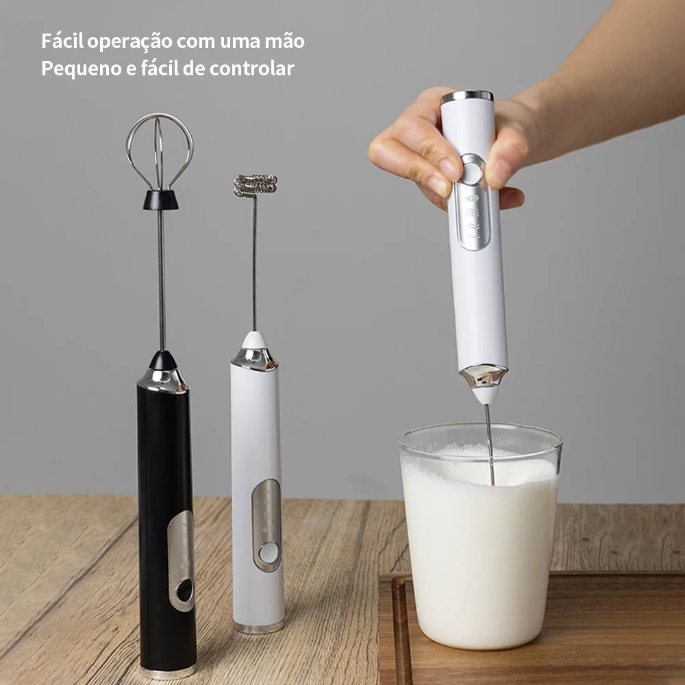 Mini Mixer Elétrico 2 em 1 – Batedor e Misturador para Café, Leite, Ovos e Bebidas
