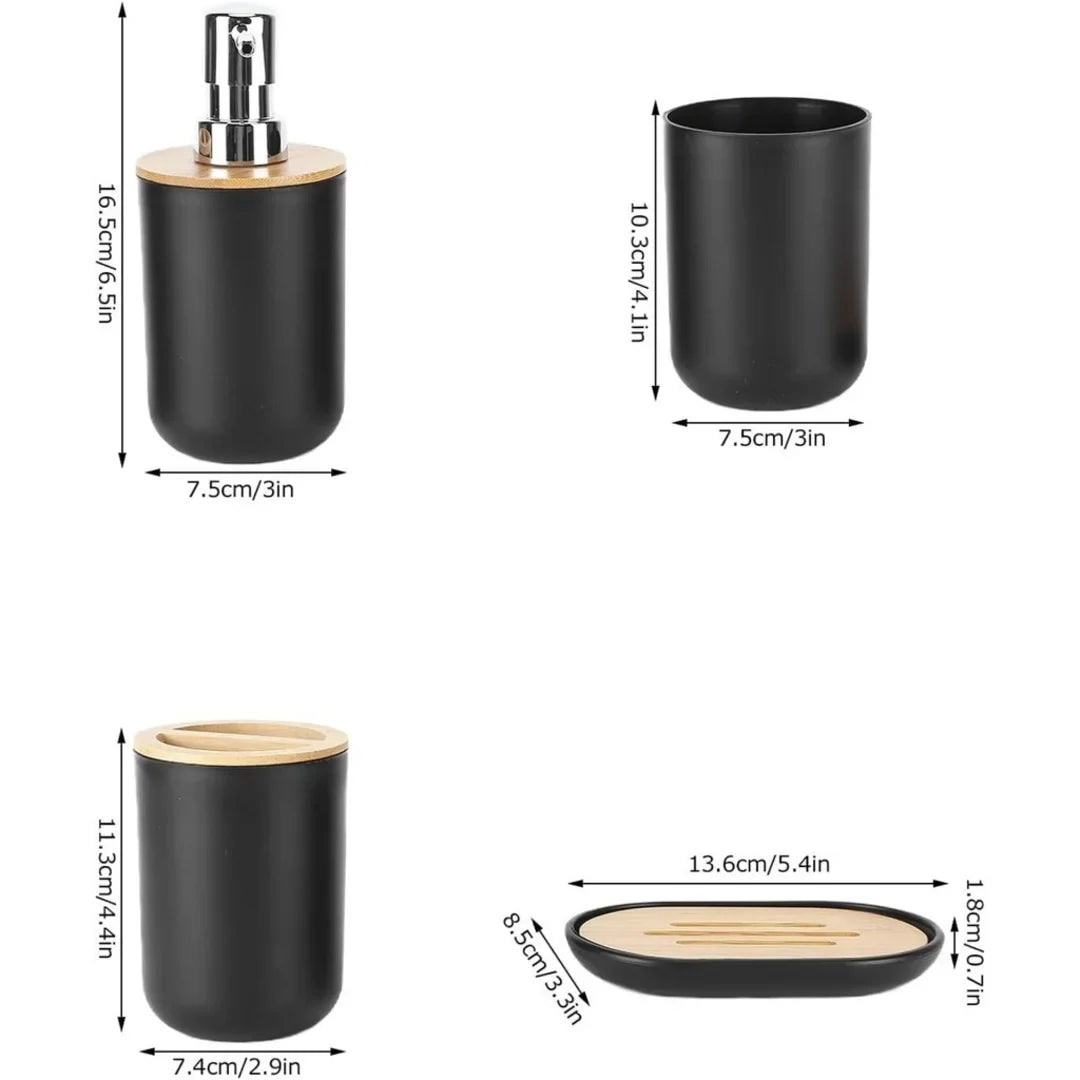 Conjunto de 4 Peças para Banheiro | Bambu e Plástico Sustentável Nidus
