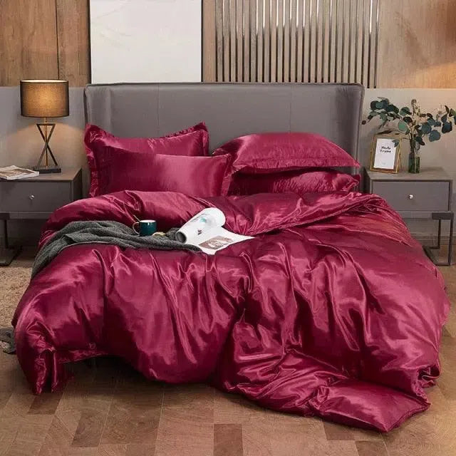 Conjunto de Roupas de Cama de Cetim Funnry 4 Peças Super Soft - Nidus