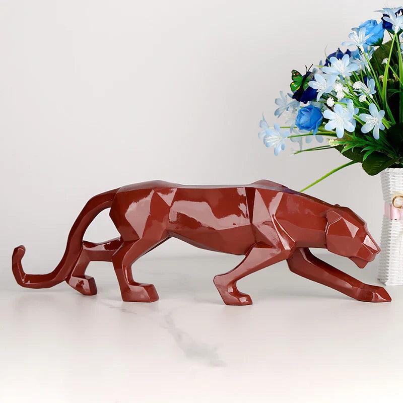 Pantera Negra Estátua Animal - Resina Escultura Abstrata - Decoração Estilo Geométrico