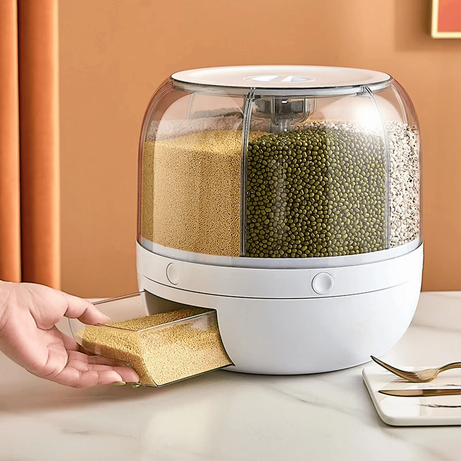 Dispenser Giratório de Grãos Automático 6 em 1