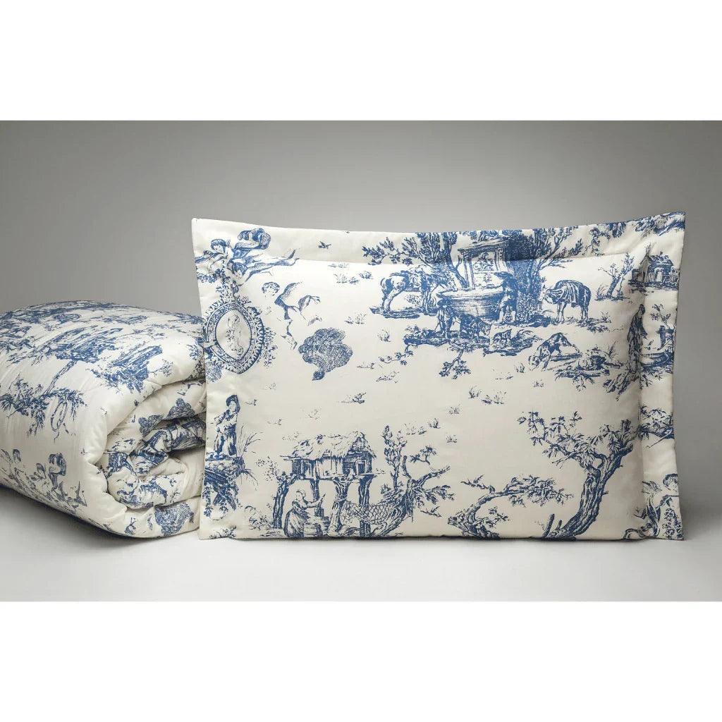 Kit Completo Cama Queen Porcelana Nidus House — Edredom + Jogo de Lençóis (4pç) + 2 Porta-Travesseiros