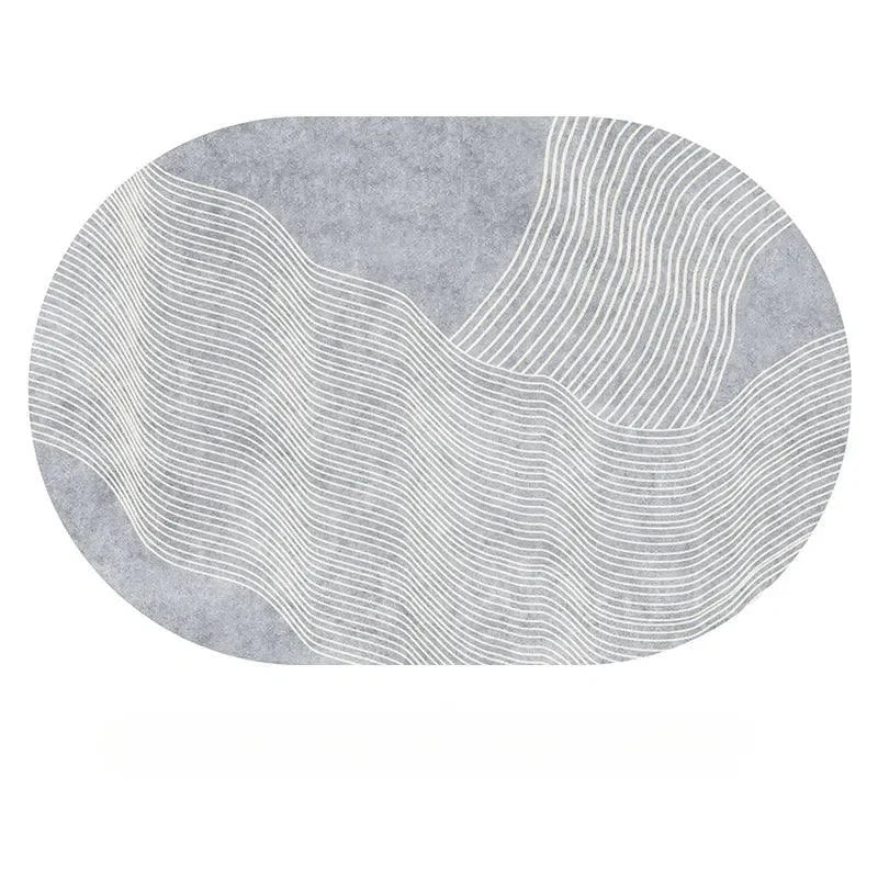 Tapete Irregular Oval Plush Nidus House — Macio, Antiderrapante e Lavável