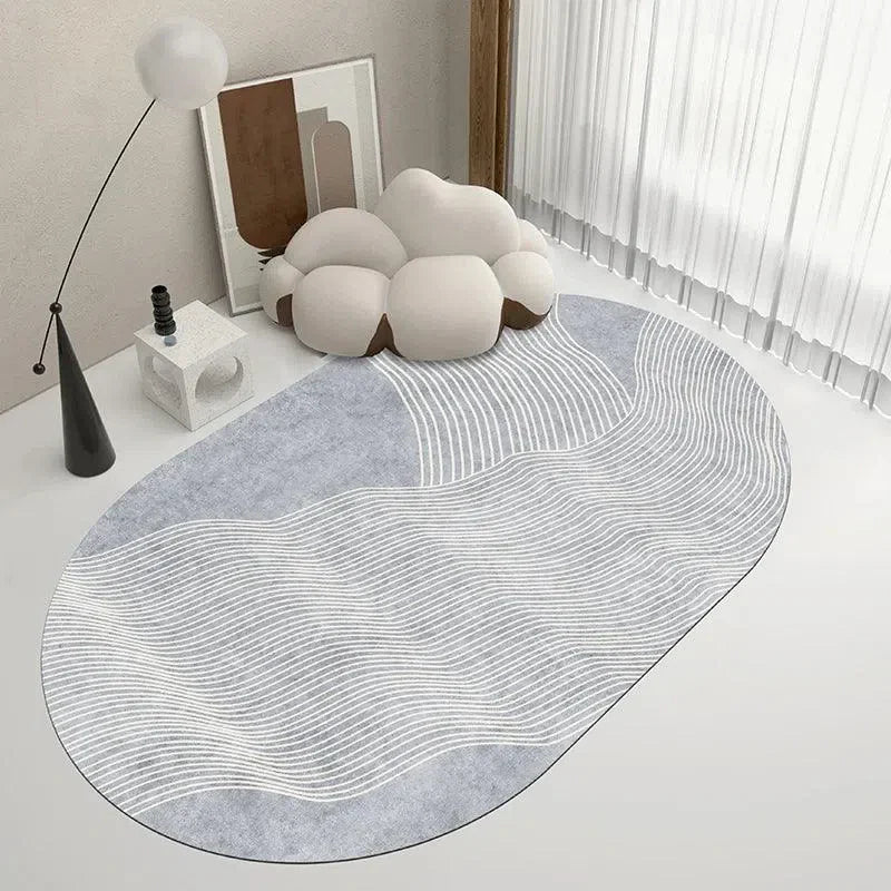 Tapete Irregular Oval Plush Nidus House — Macio, Antiderrapante e Lavável