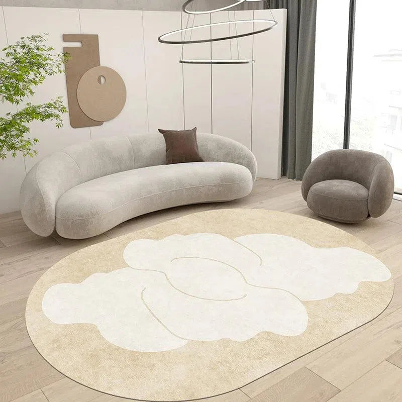 Tapete Irregular Oval Plush Nidus House — Macio, Antiderrapante e Lavável