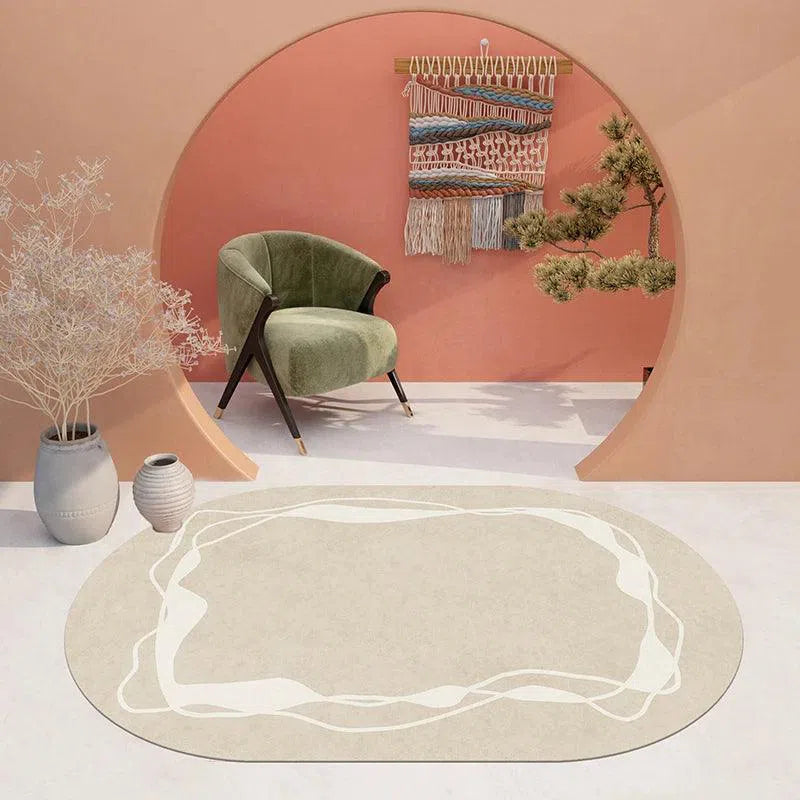 Tapete Irregular Oval Plush Nidus House — Macio, Antiderrapante e Lavável