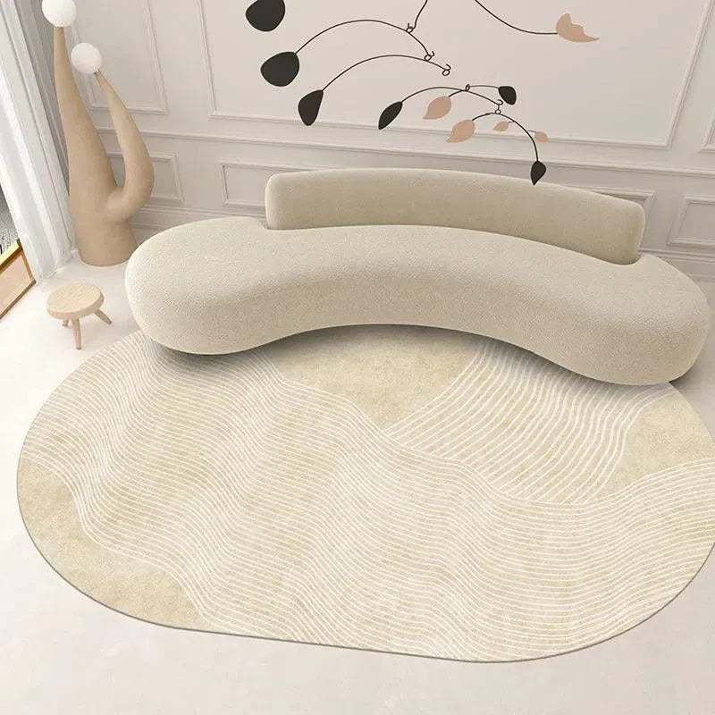 Tapete Irregular Oval Plush Nidus House — Macio, Antiderrapante e Lavável