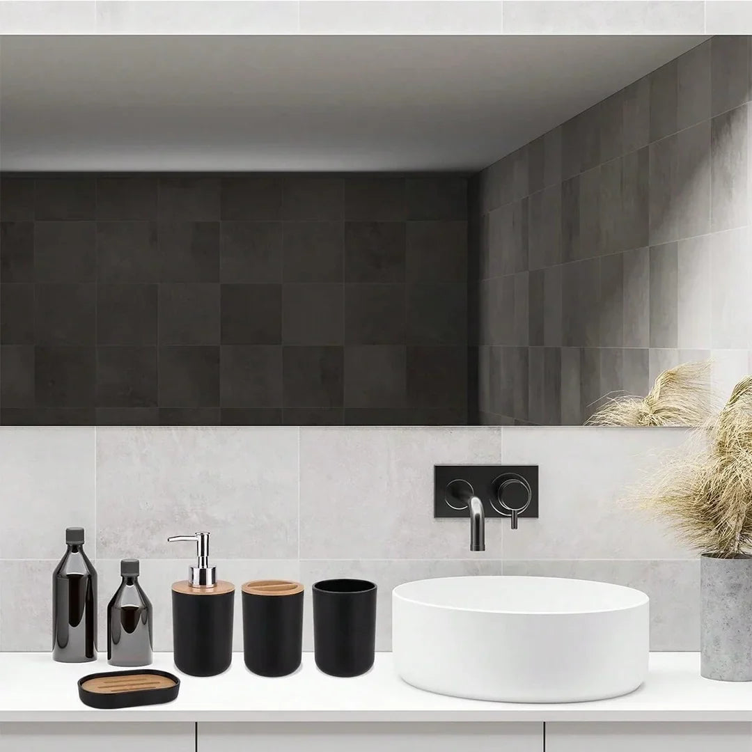 Conjunto de 4 Peças para Banheiro | Bambu e Plástico Sustentável Nidus