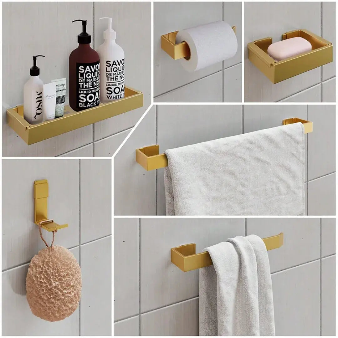 Kit De Acessórios Para Banheiro Dourado 6 Peças - Nidus