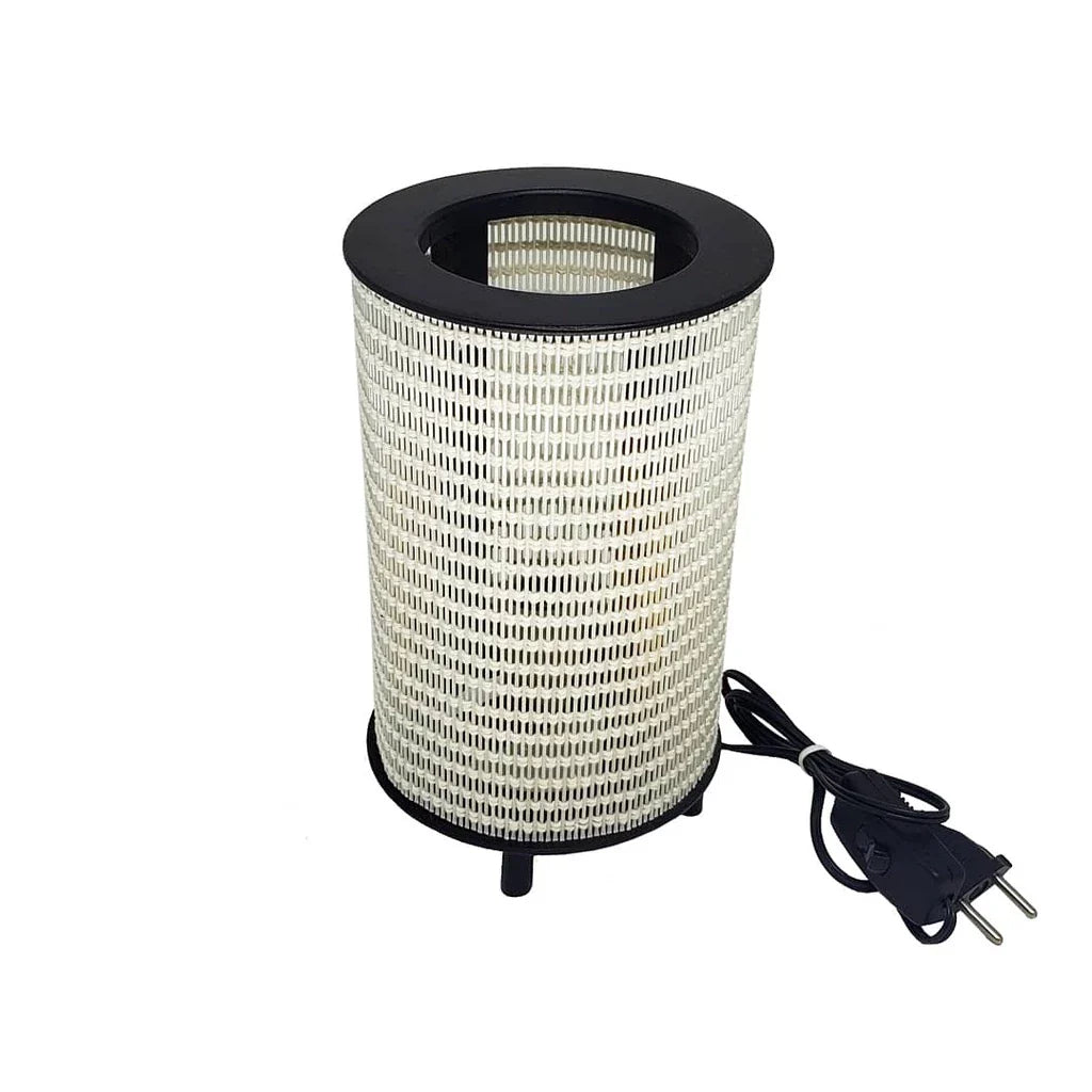 Abajur Luminária Cilindrico Cúpula Madeira E Fibra - Nidus