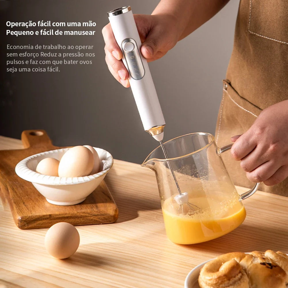 Mini Mixer Elétrico 2 em 1 – Batedor e Misturador para Café, Leite, Ovos e Bebidas