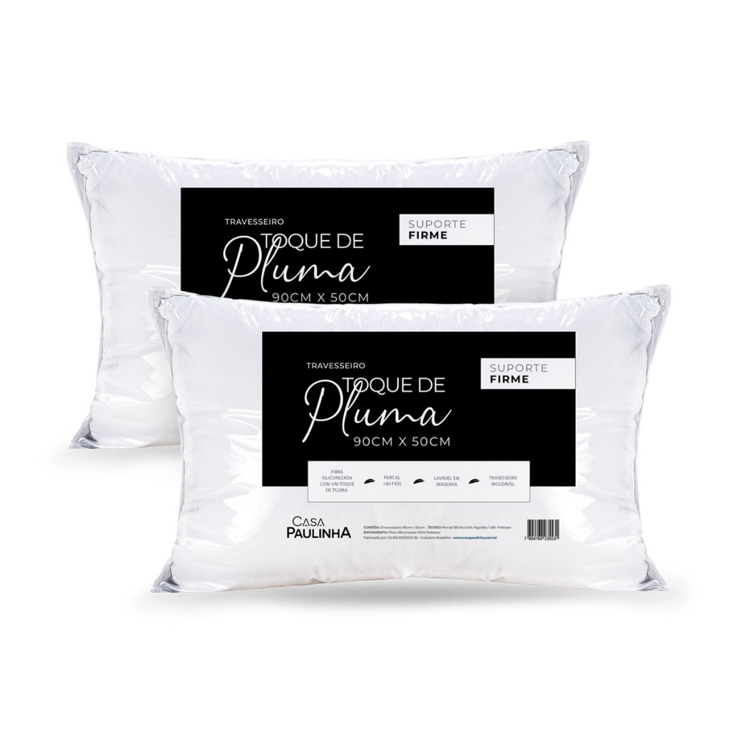 Kit  Travesseiros Plumax - 180 Fios - Firme Alto e Confortável - Nidus