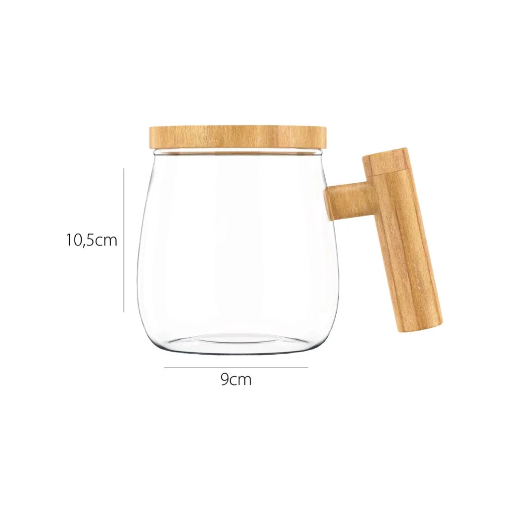 Caneca Elétrica de Mistura Automática Com Cabo De Madeira 400ml - Nidus