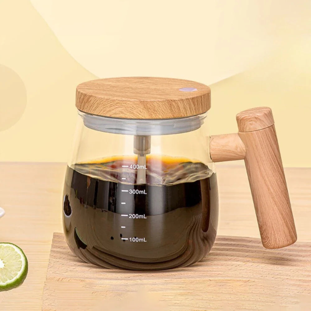 Caneca Elétrica de Mistura Automática Com Cabo De Madeira 400ml - Nidus