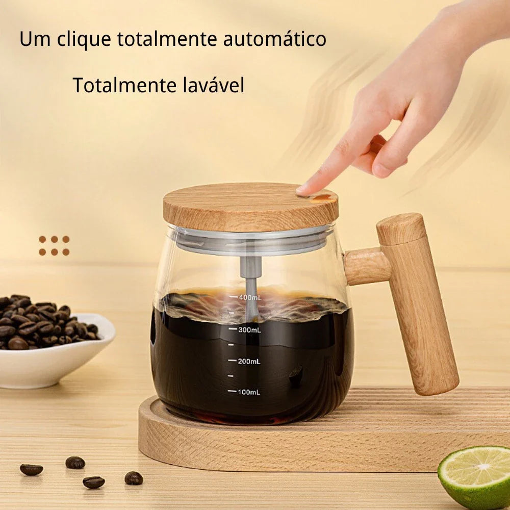 Caneca Elétrica de Mistura Automática Com Cabo De Madeira 400ml - Nidus