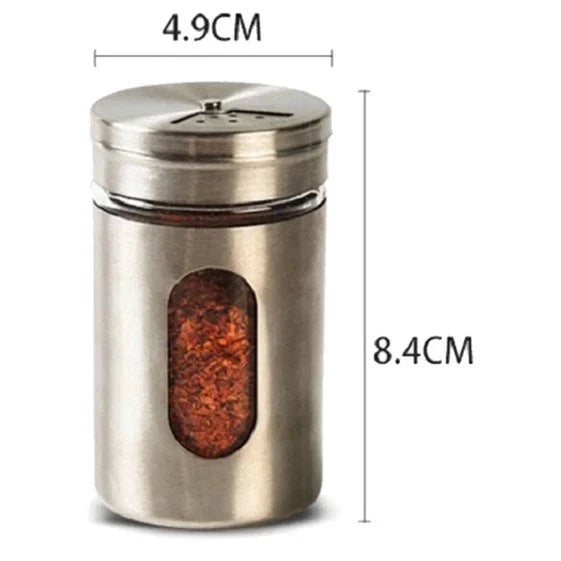 Kit 6 Porta Condimentos em Aço Inox e Vidro - Nidus