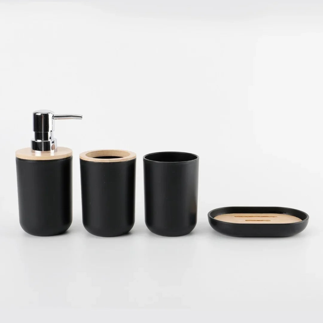 Conjunto de 4 Peças para Banheiro | Bambu e Plástico Sustentável Nidus