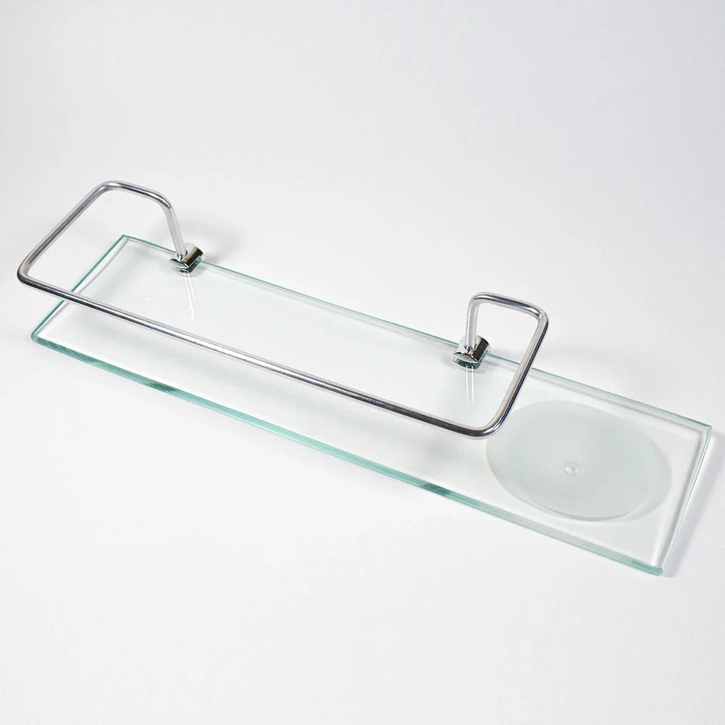 Porta shampoo reto com saboneteira em vidro 40x10cm - Nidus