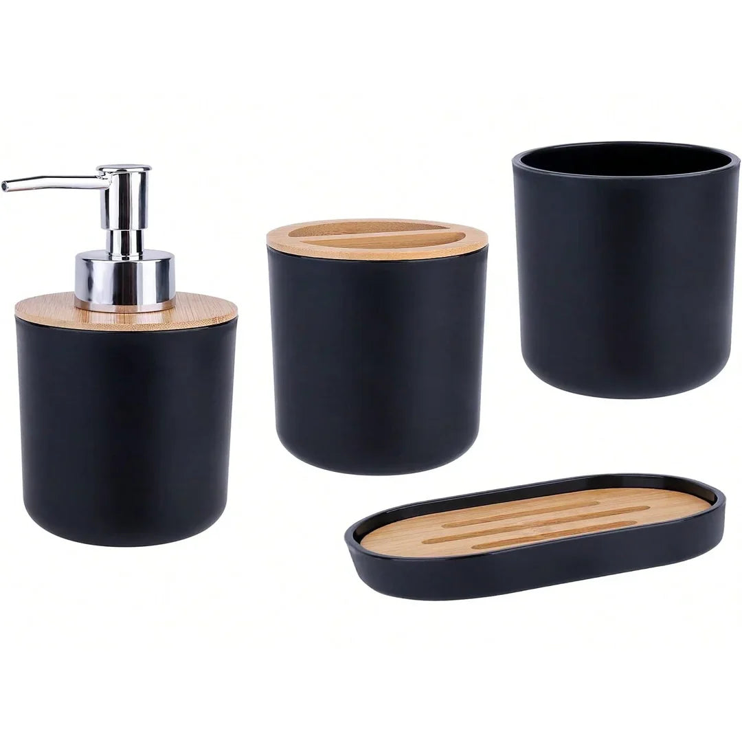 Conjunto de 4 Peças para Banheiro | Bambu e Plástico Sustentável Nidus