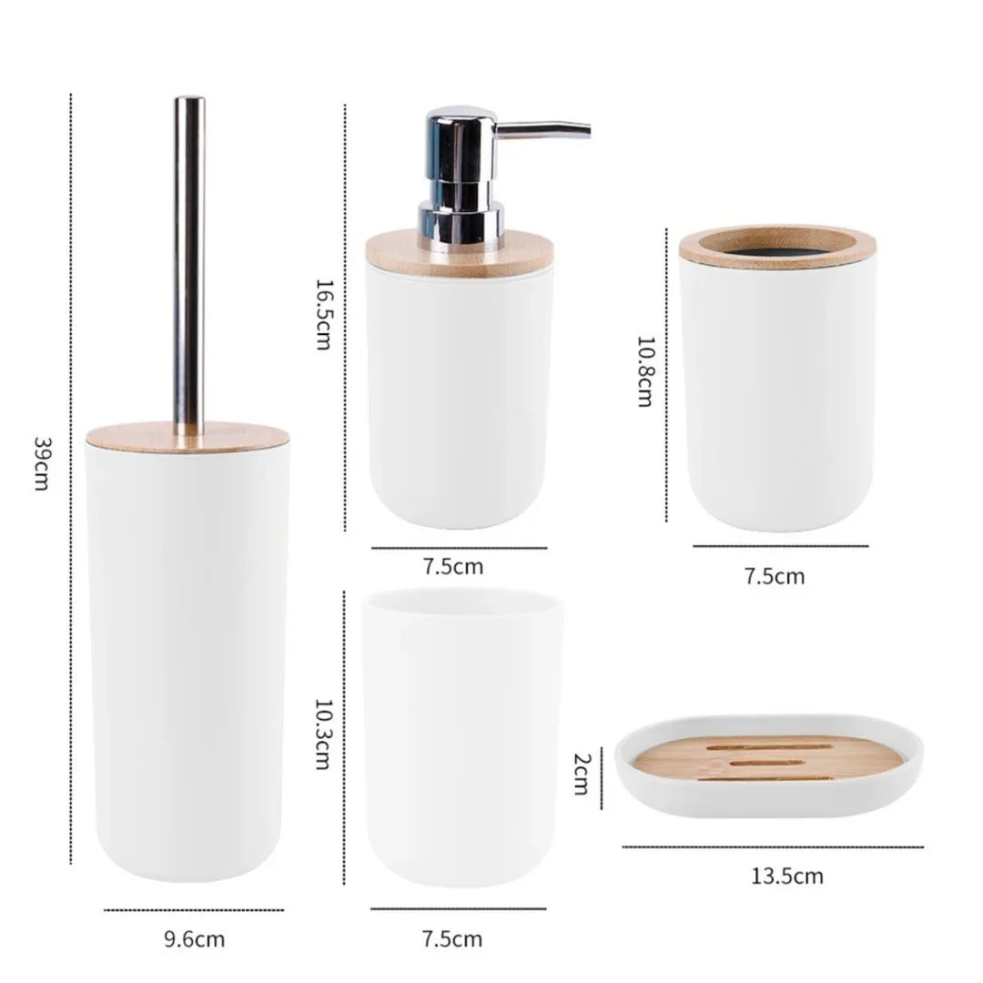 Conjunto de 4 Peças para Banheiro | Bambu e Plástico Sustentável Nidus