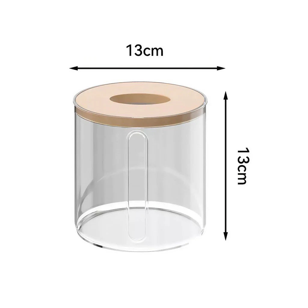 Porta Papel Higienico Luxo Transparente Com Tampa De Bambu - Nidus