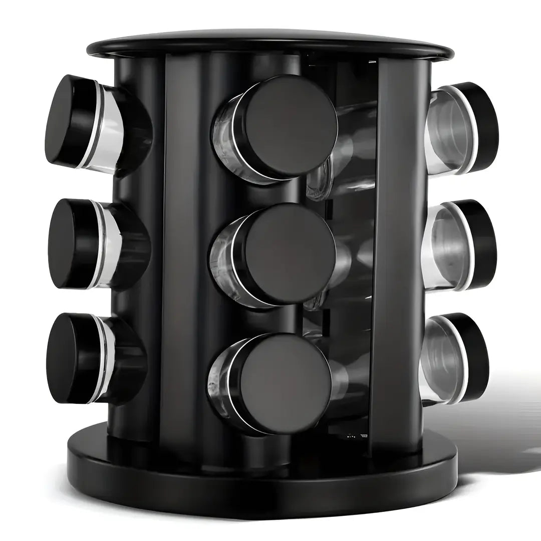 Porta Condimentos Giratório Inox Preto 9 Peças | Nidus House