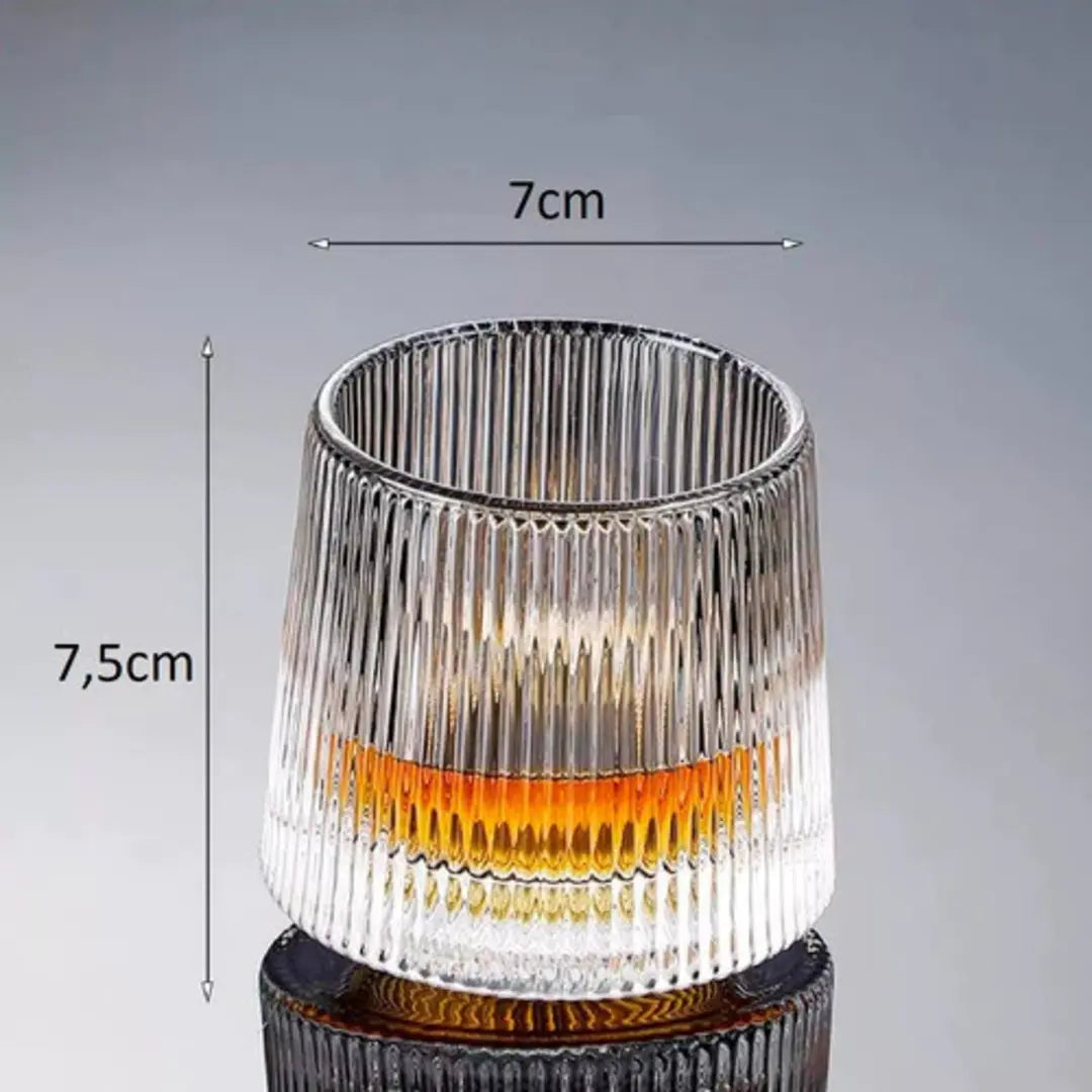 Jogo 6 Copos Whisky de Vidro Com Fundo Giratório Listrado 170ml - Nidus