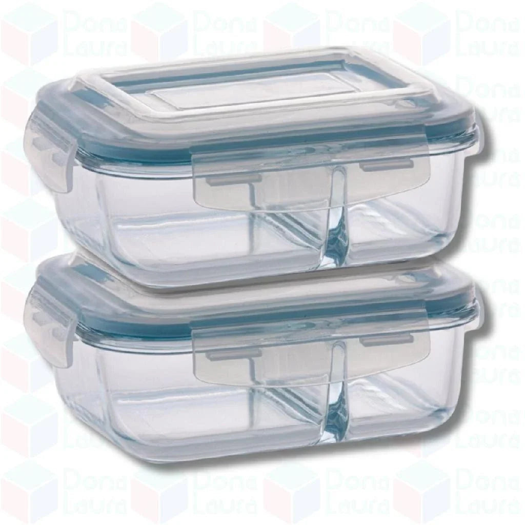 Kit 2 Potes de Vidro Hermético SmartGlass com Divisória - Nidus