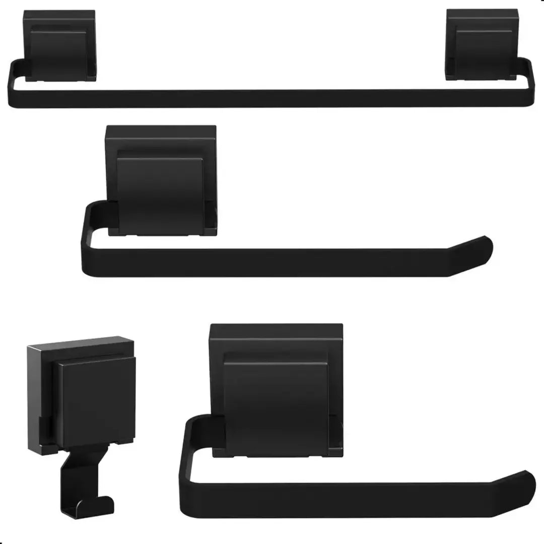 Kit Acessórios Para Banheiro Com Ventosa Preto 4 Peças - Nidus
