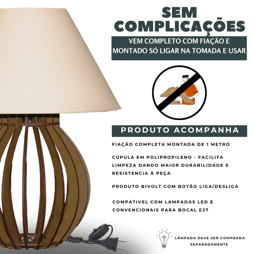 Kit 2 Abajures La Finesse com Cúpula – Elegância e Sofisticação para Sua Decoração - Nidus