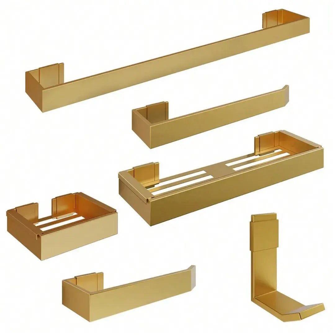 Kit De Acessórios Para Banheiro Dourado 6 Peças - Nidus