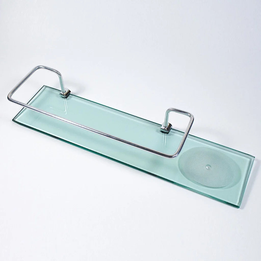 Porta shampoo reto com saboneteira em vidro 40x10cm - Nidus