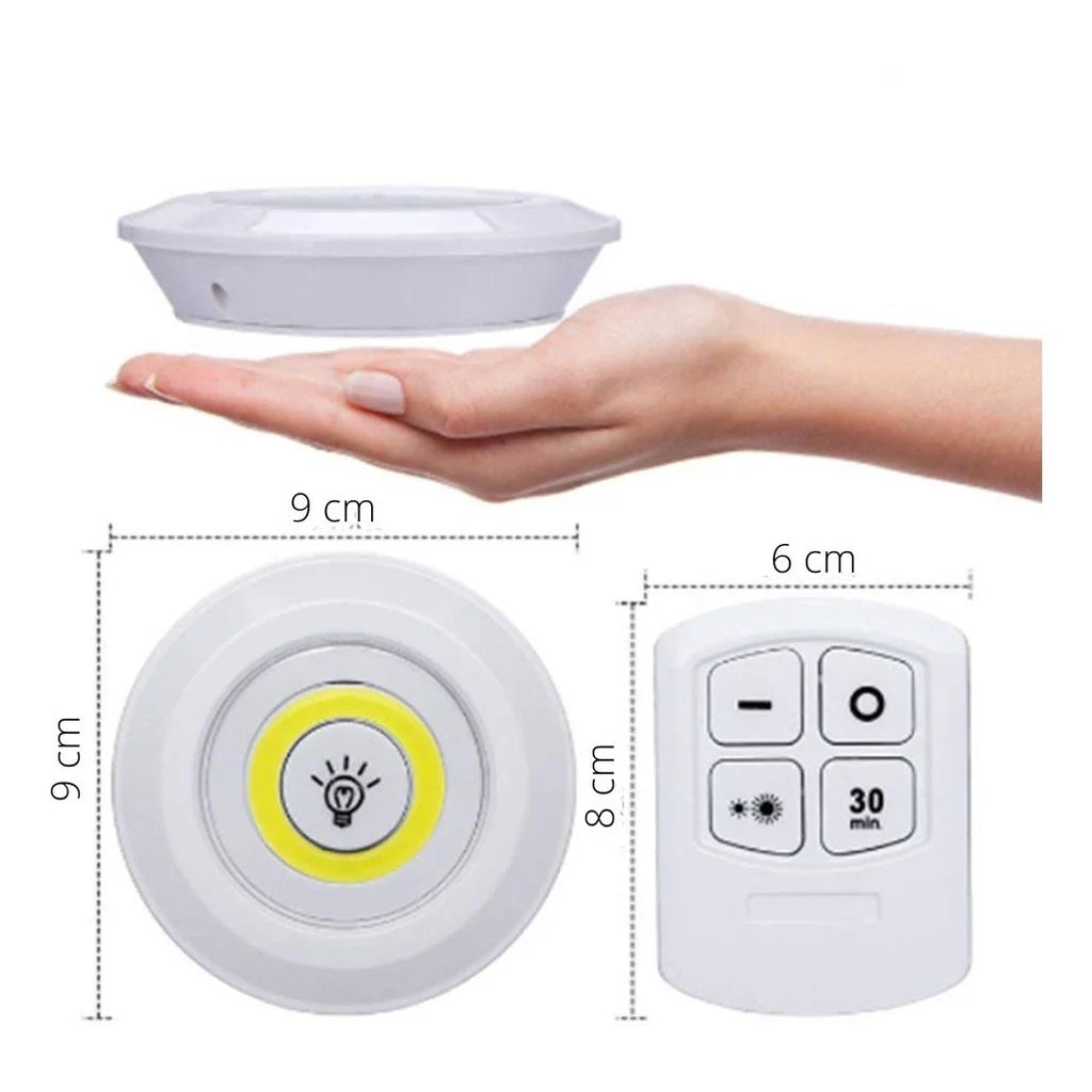 Kit 3 Lâmpadas LED Spot Sem Fio com Controle Remoto - Nidus