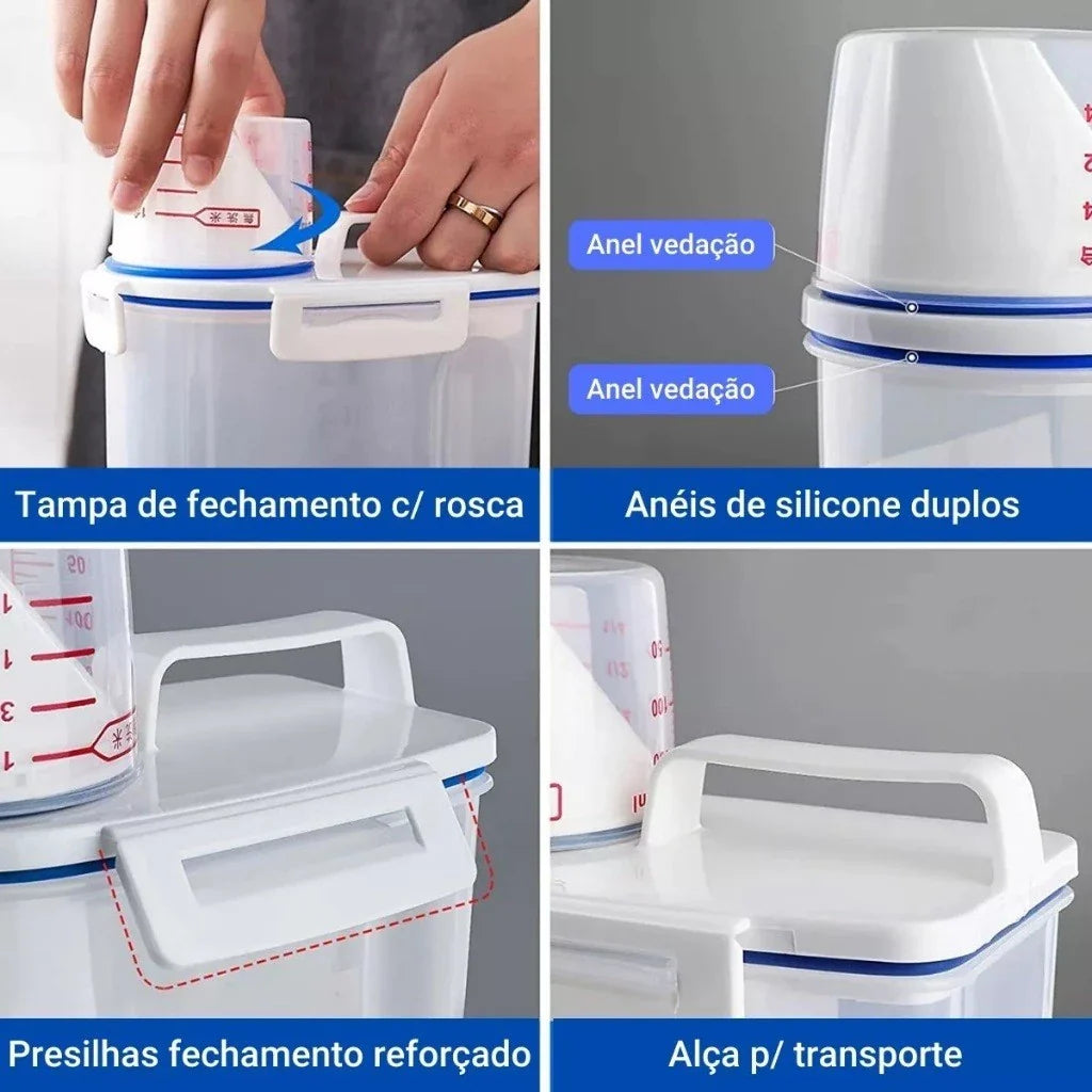 Kit 2 Pote Hermético com Copo Medidor Bico Dosador 2.5L - Nidus