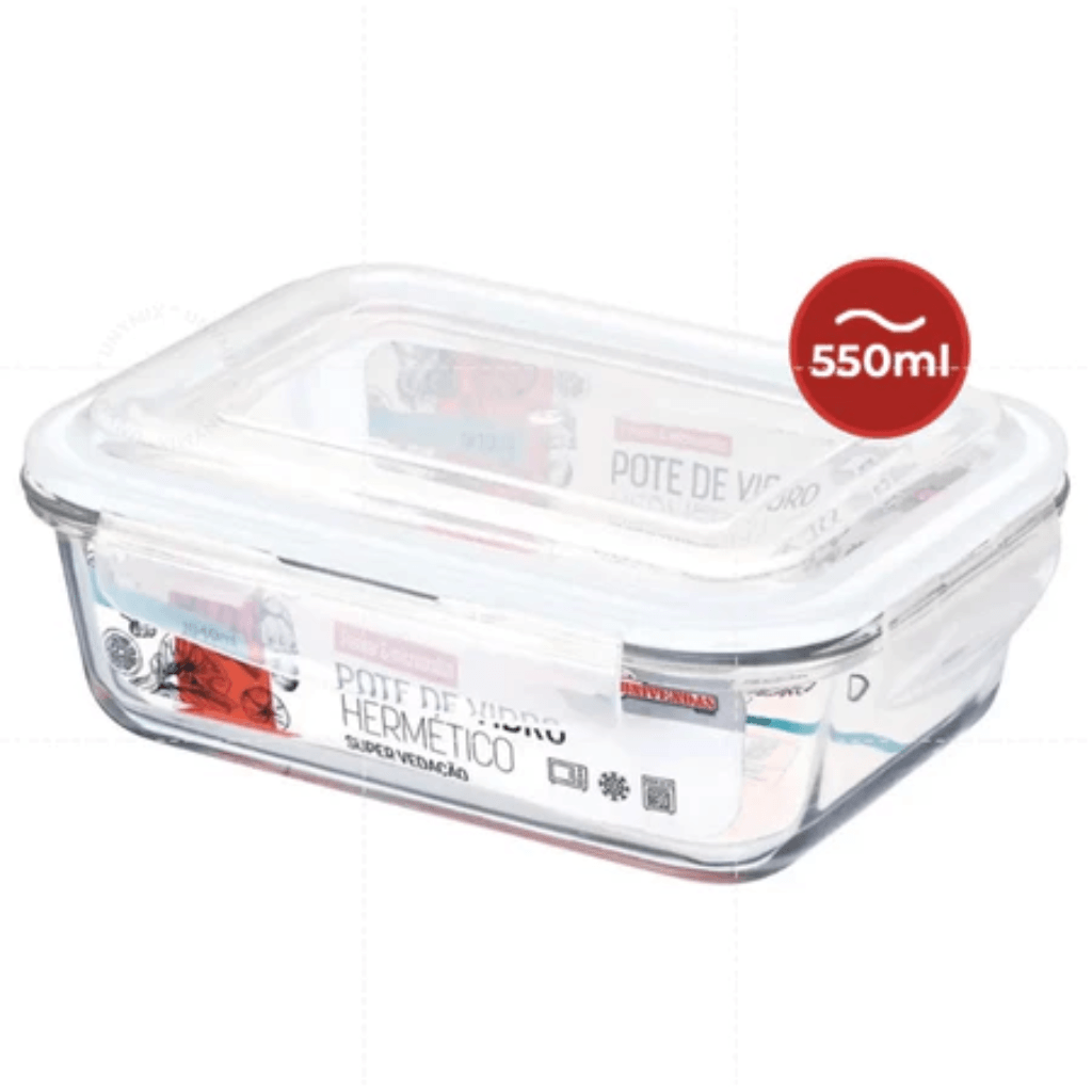Kit Potes de Vidro Hermético Retangular 5 ou 10 Unidades - Nidus
