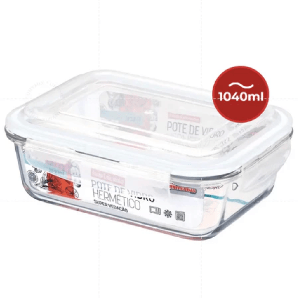 Kit Potes de Vidro Hermético Retangular 5 ou 10 Unidades - Nidus