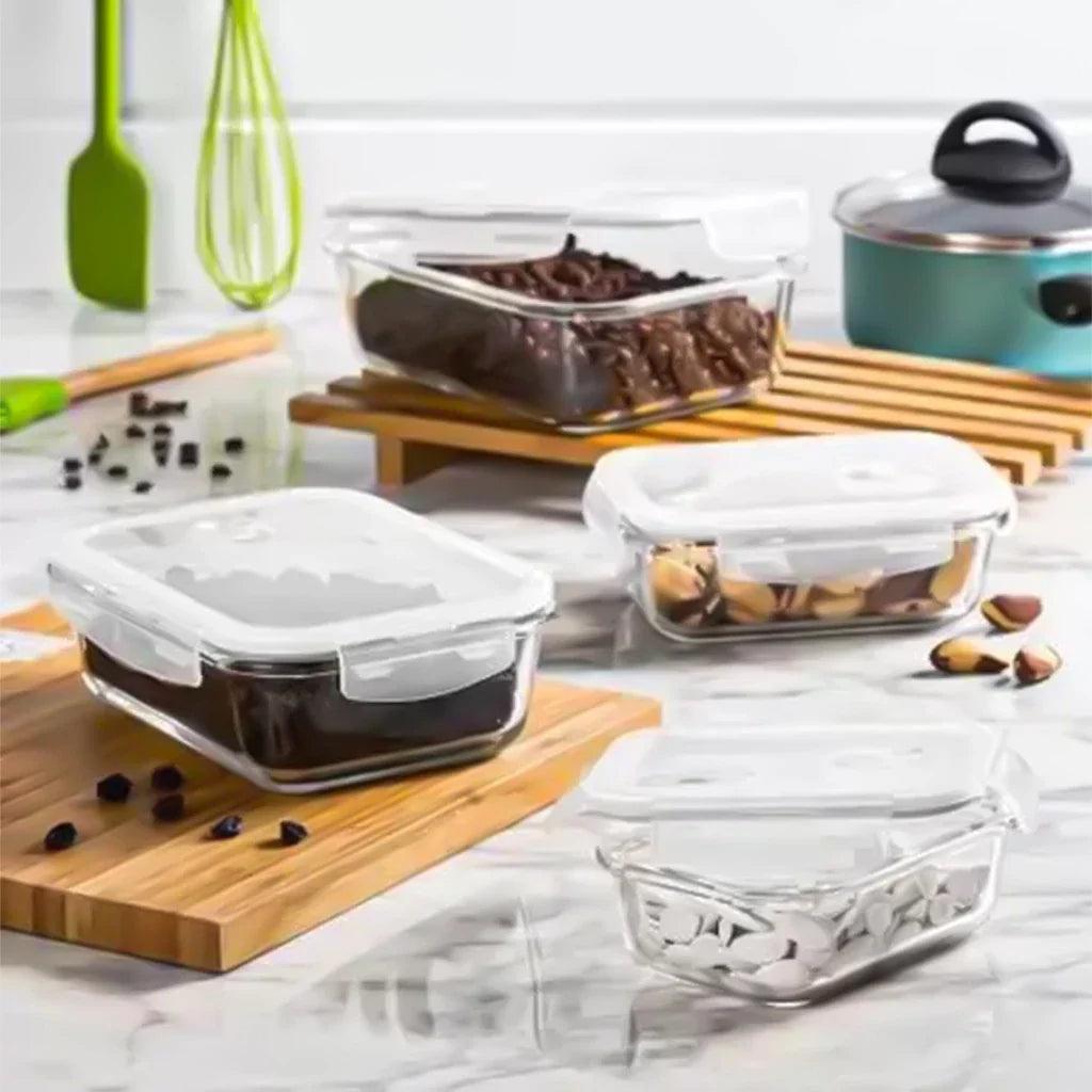 Kit Potes de Vidro Hermético Retangular 5 ou 10 Unidades - Nidus